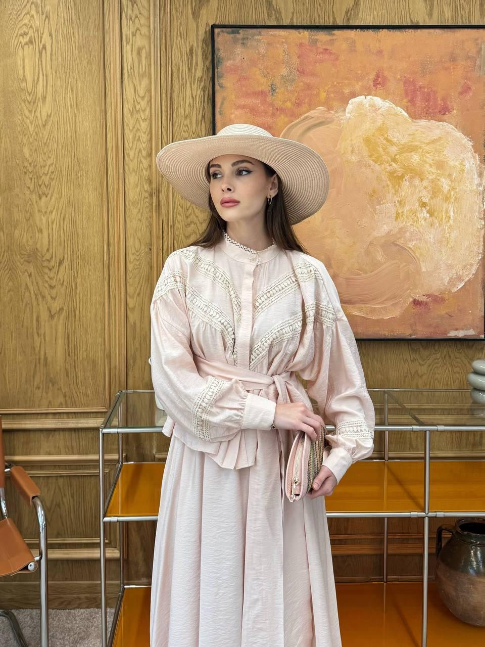 Elegant Skirt & Blouse Ensemble with Belt Accent (padded)✨