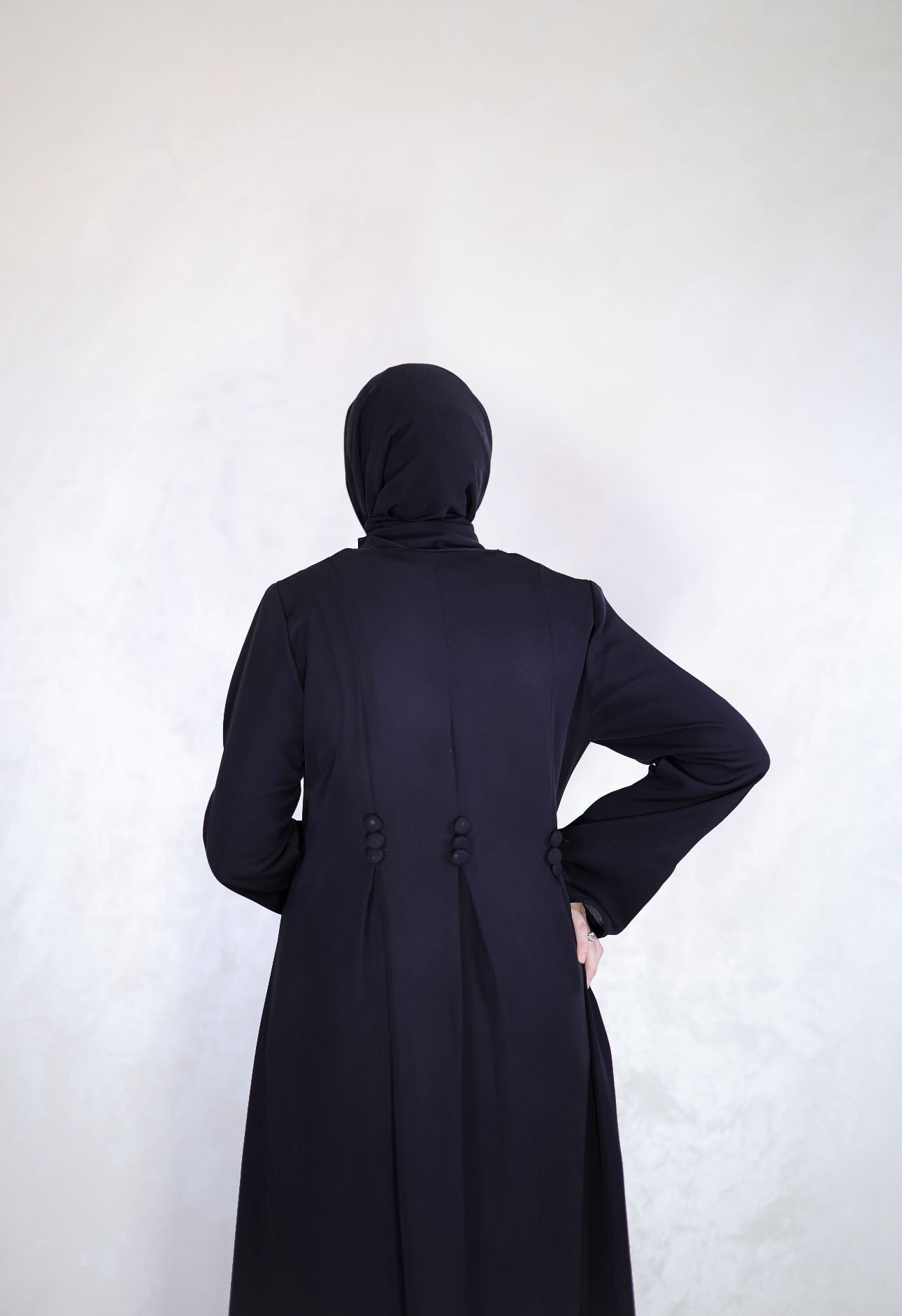 Timeless Button Flared Zip-up Abaya