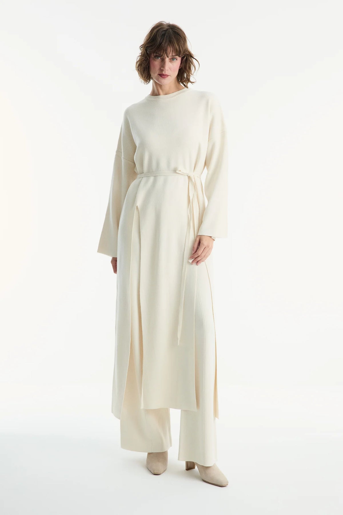 Elegant Belted Knit Two-Piece Set