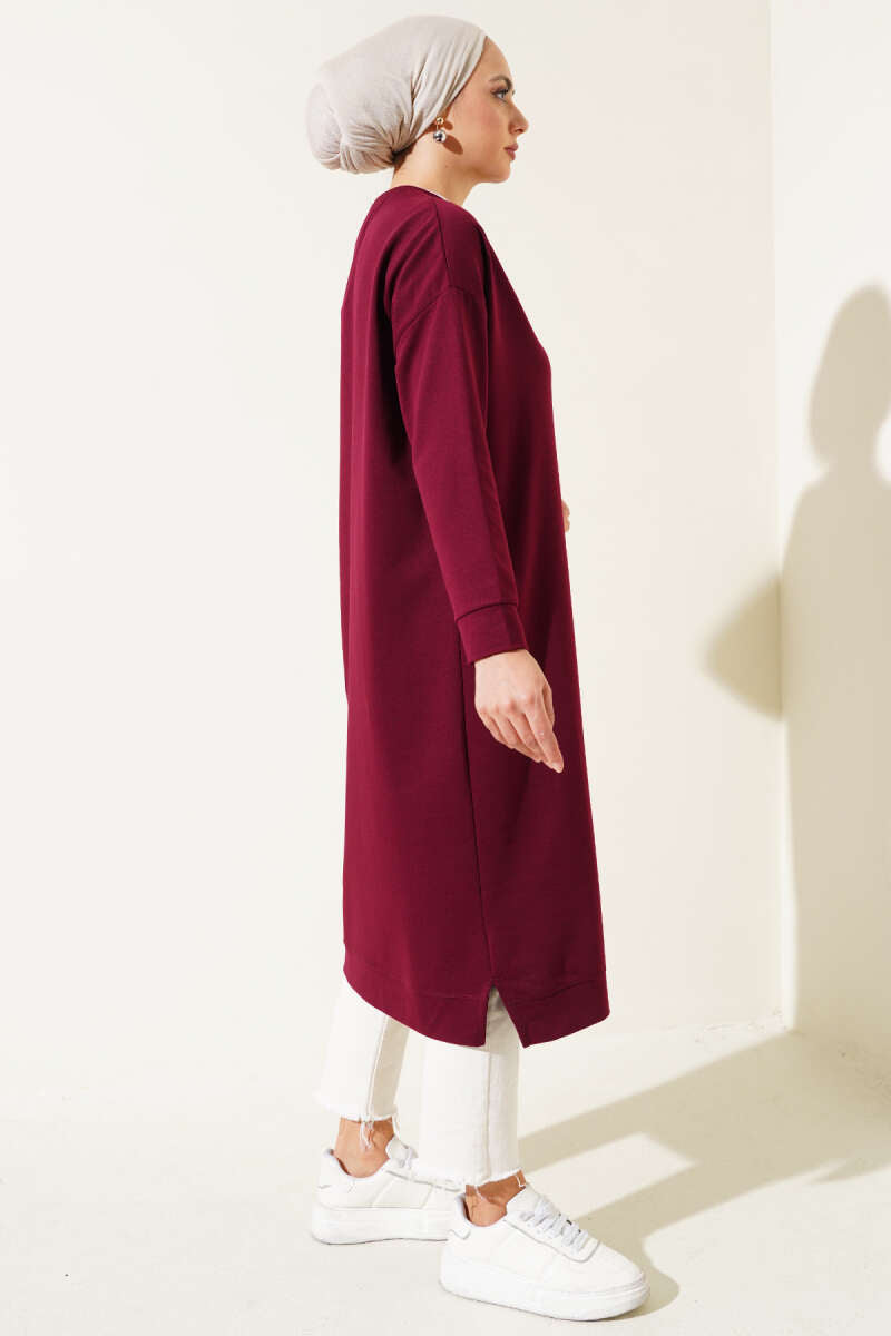 Long-Length Belted Tunic Sweatshirt in 3 Colours