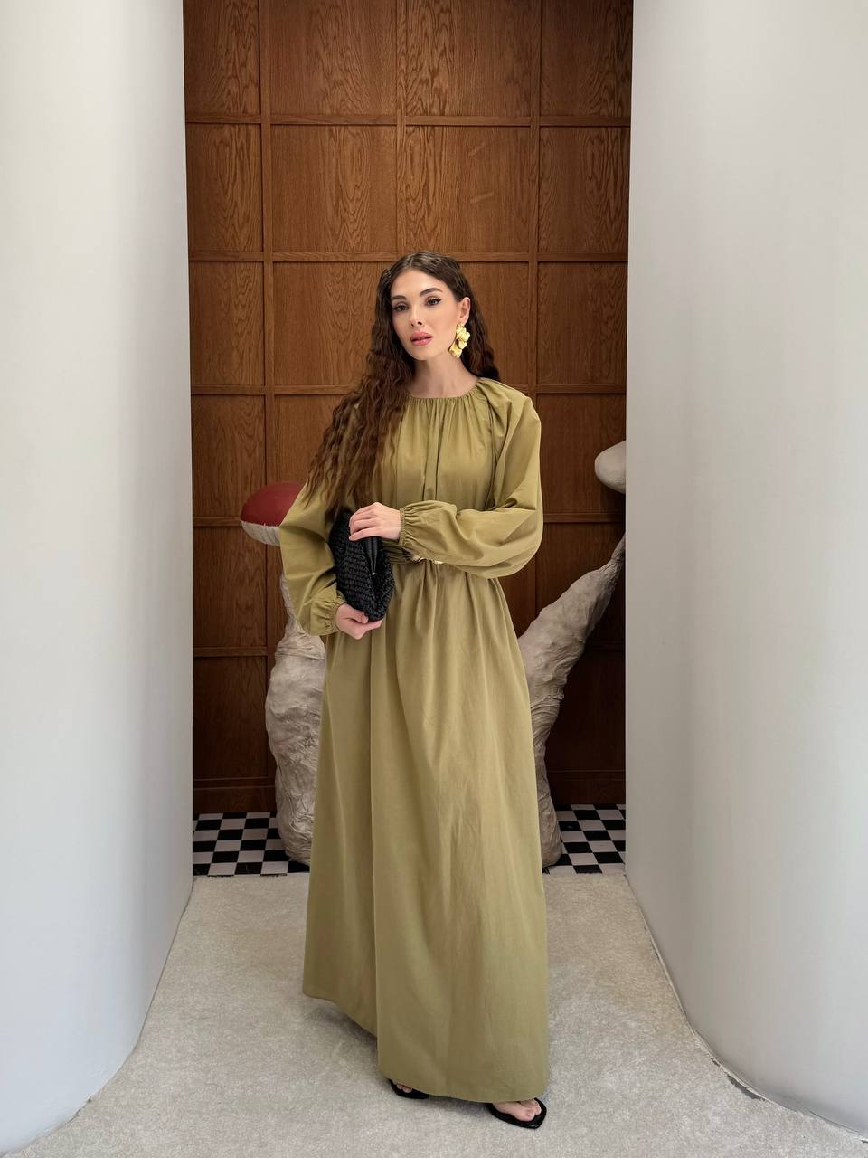 Maxi Dress with (extra over sized) Gold Buckle Belt