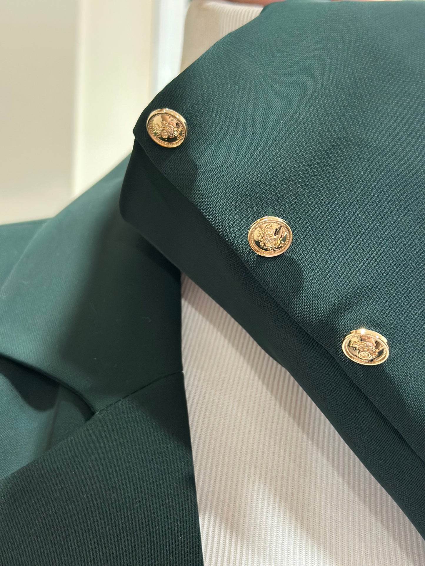 Classic Olive Blazer with Gold Button