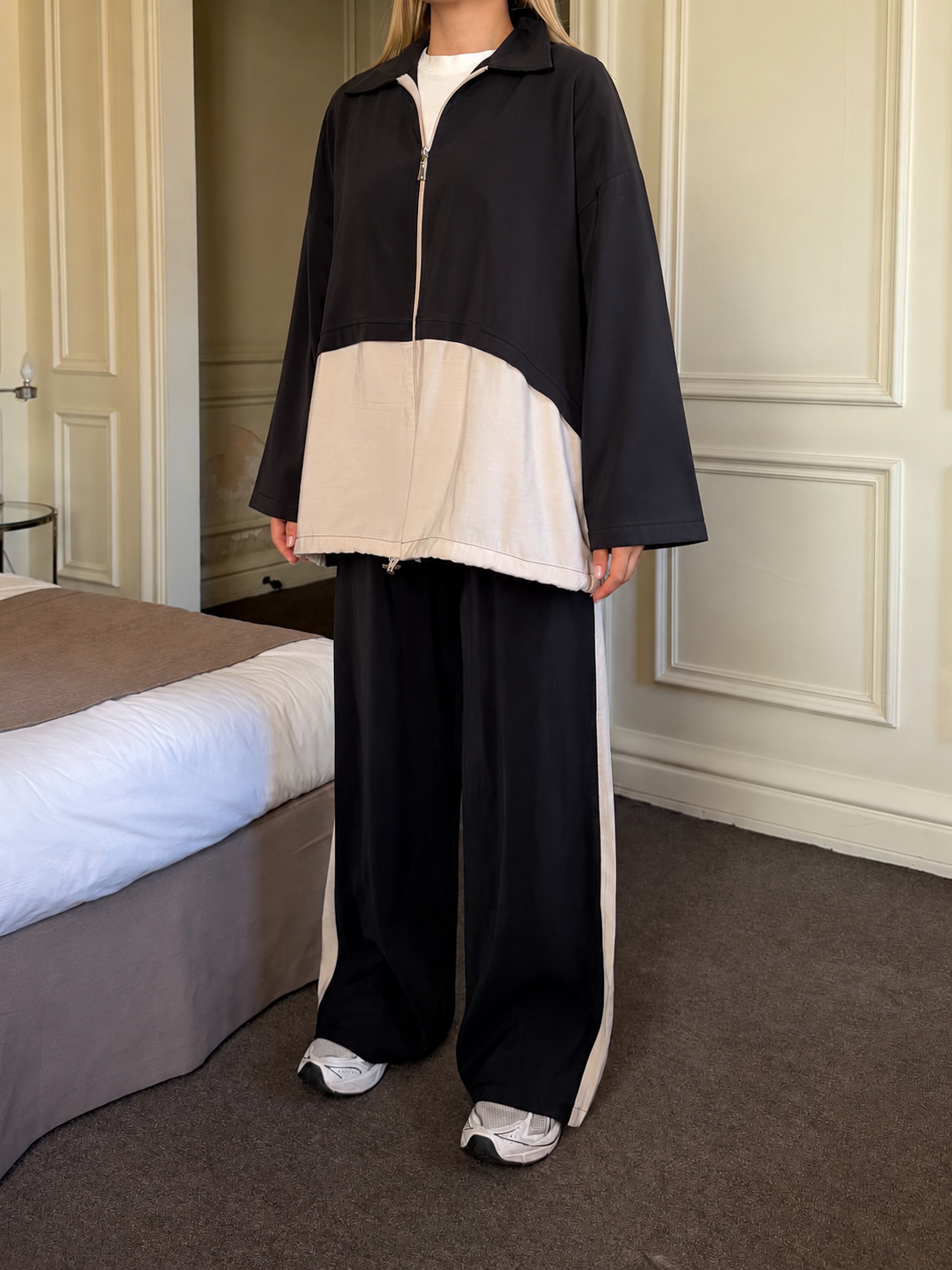 Half Half Contrast Tencel Set