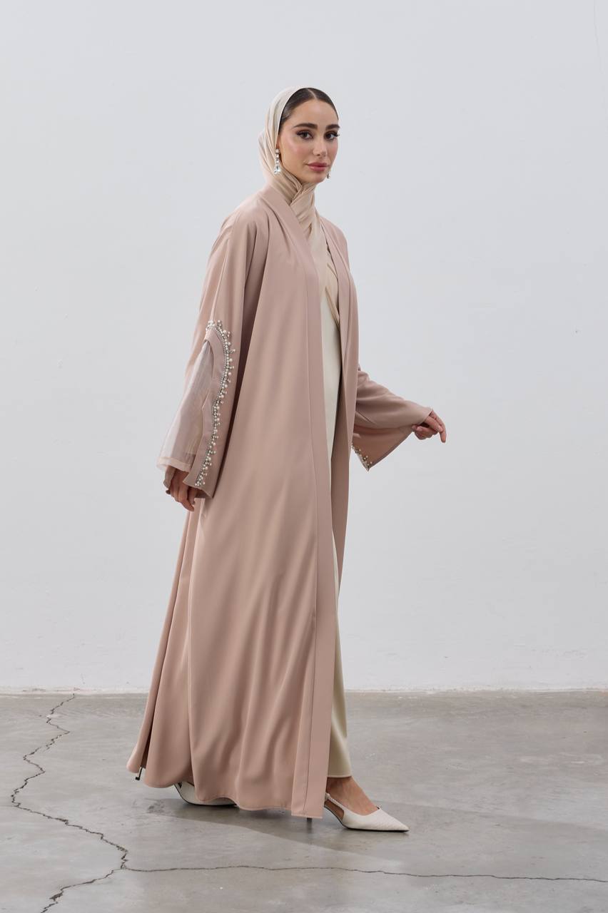 Elegant Pearl-Embellished Abaya Collection عباية أنيقة مزينة باللؤلؤ