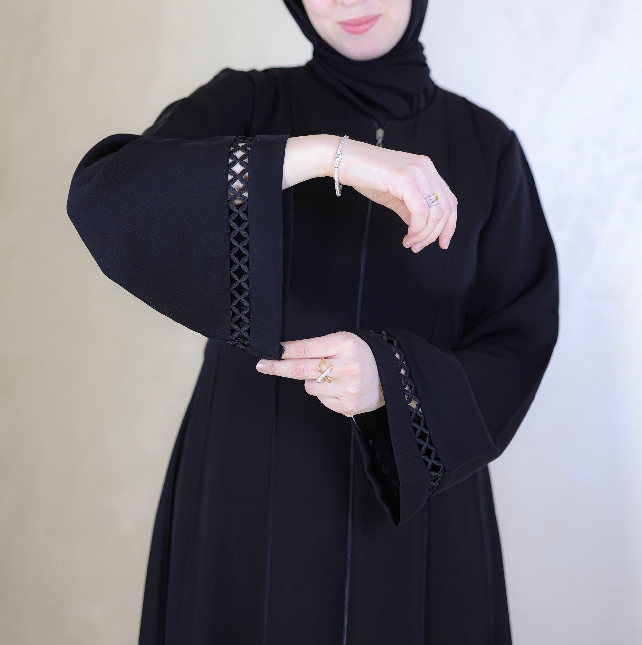 Lattice Pattern Sleeve Abaya