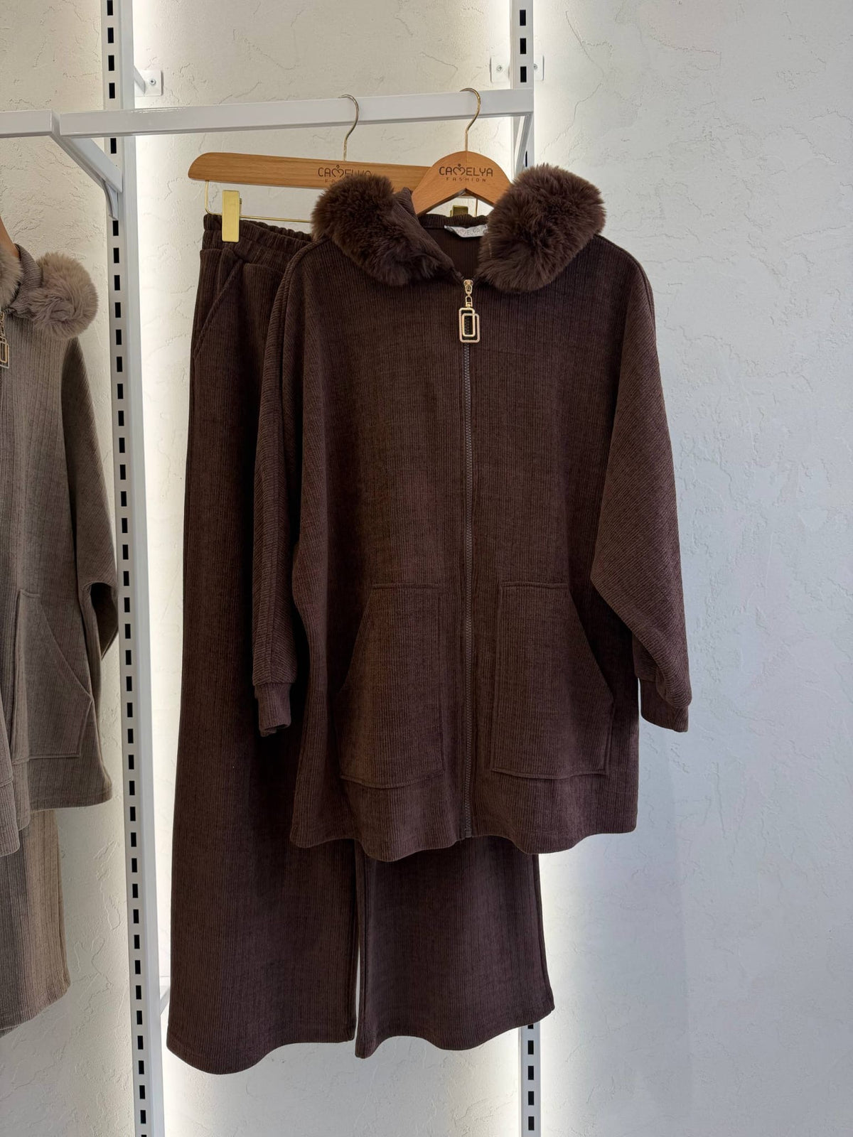 Fur-Lined Corduroy Set