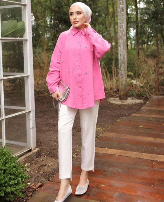 Embellished Linen Shirt