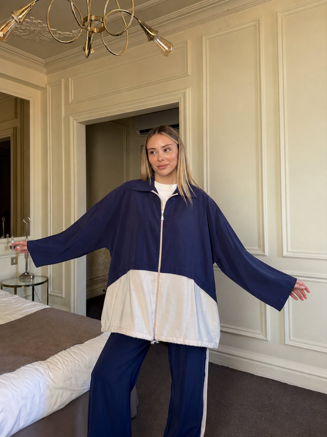 Half Half Contrast Tencel Set