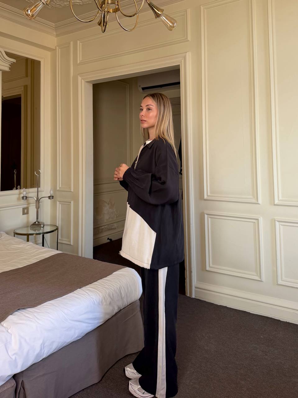 Half Half Contrast Tencel Set