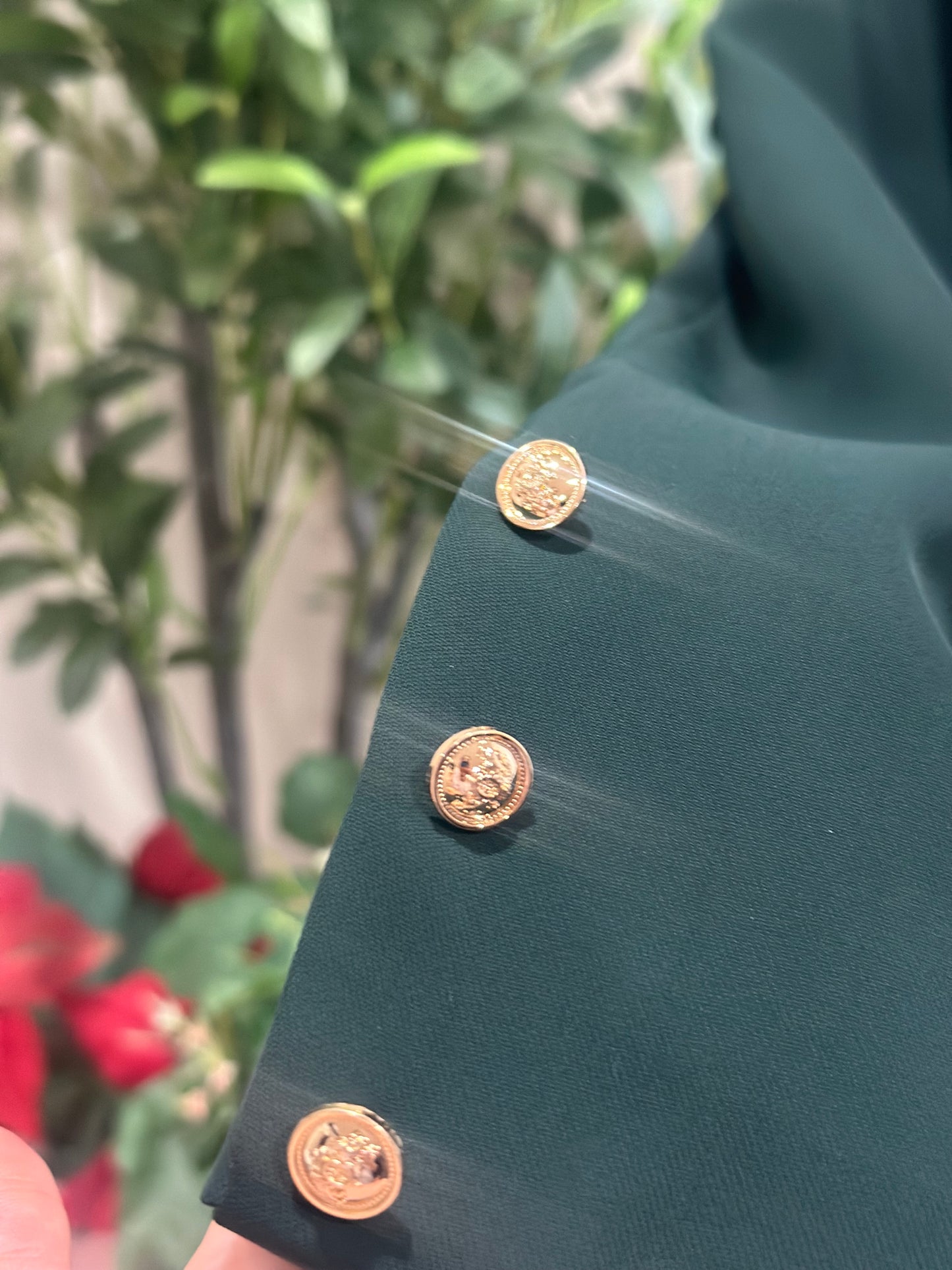 Classic Olive Blazer with Gold Button