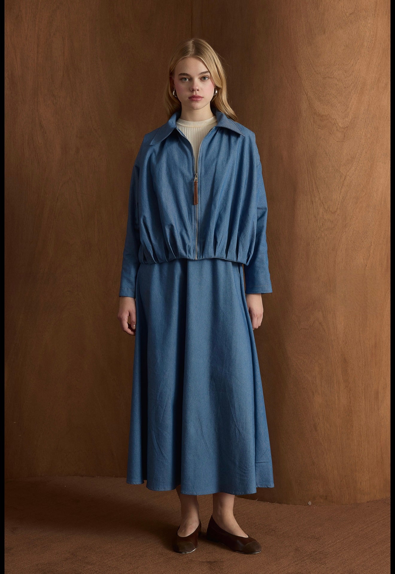 Modern Denim Set (Skirt, Jacket & Belt) Padded