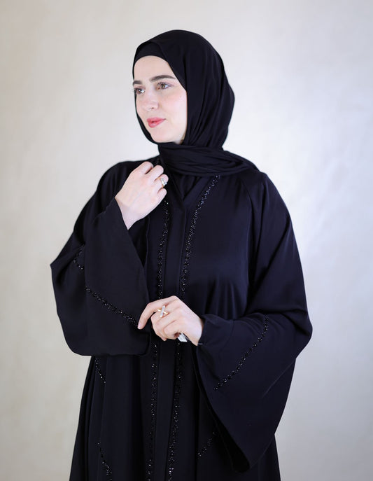 Floral Lines Luxe Abaya - with shal