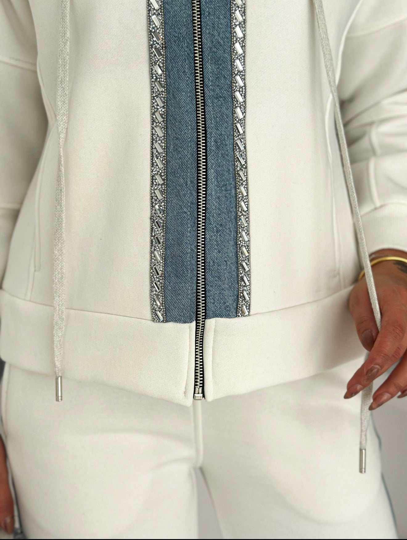 Denim Luxe Suit With Strasse