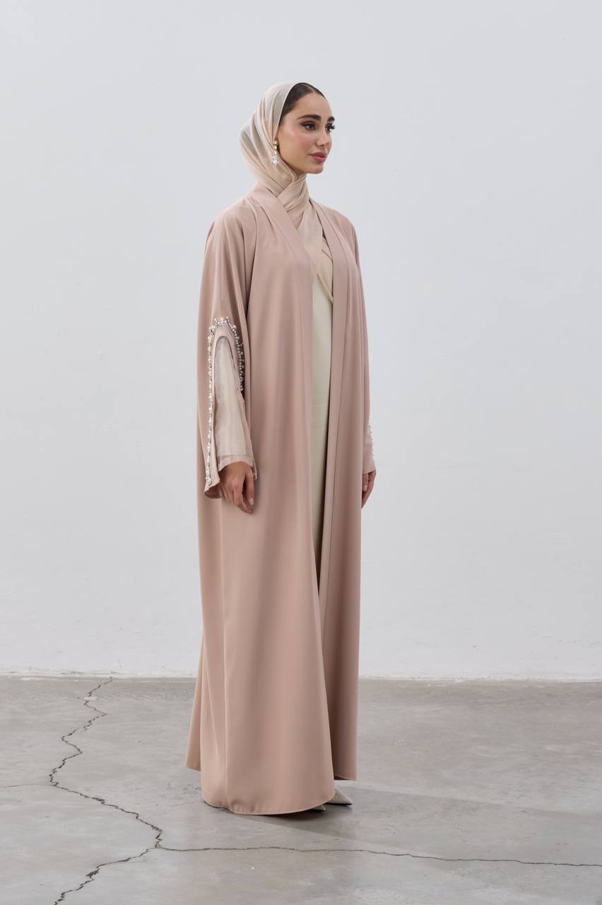 Elegant Pearl-Embellished Abaya Collection عباية أنيقة مزينة باللؤلؤ