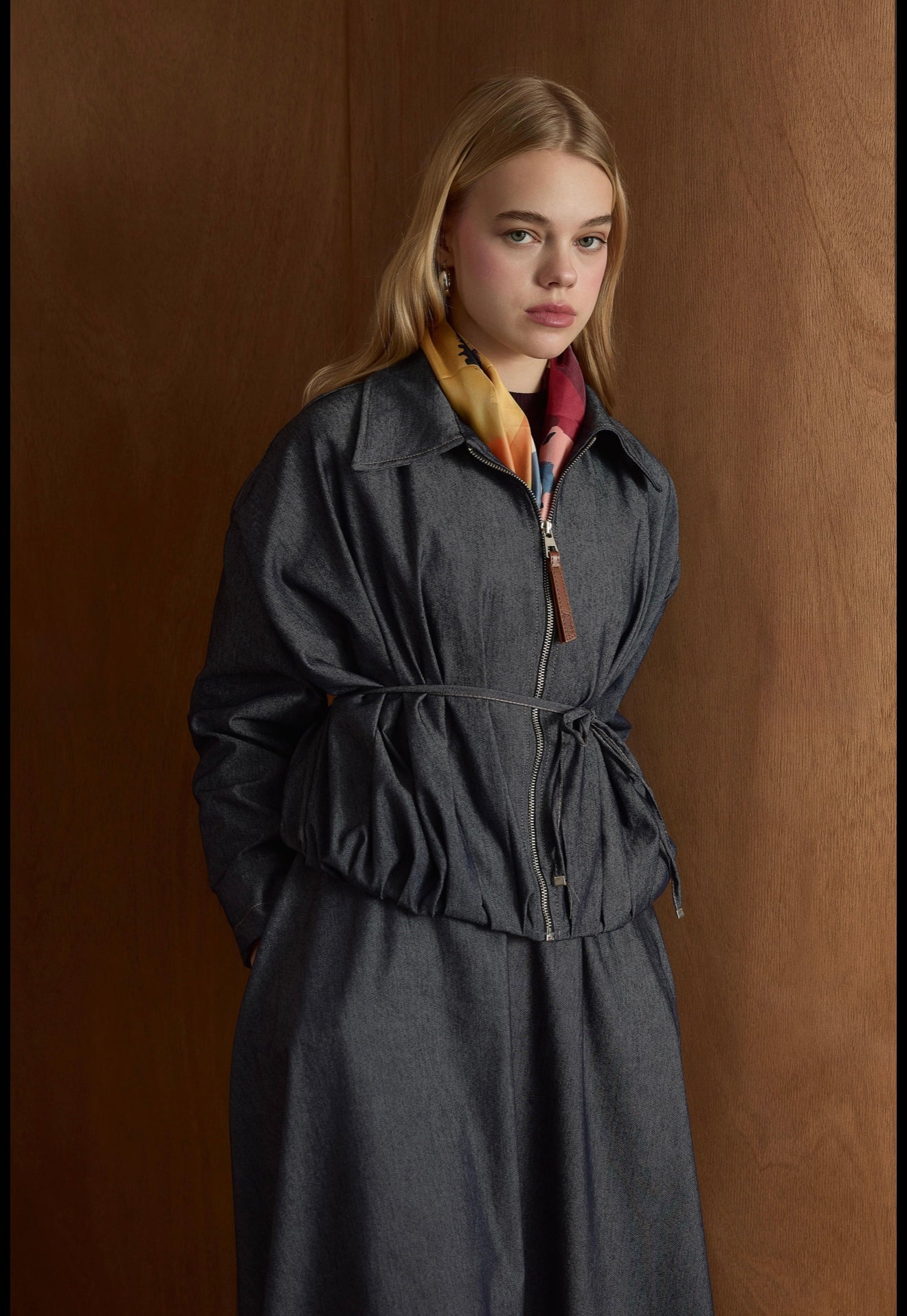 Modern Denim Set (Skirt, Jacket & Belt) Padded