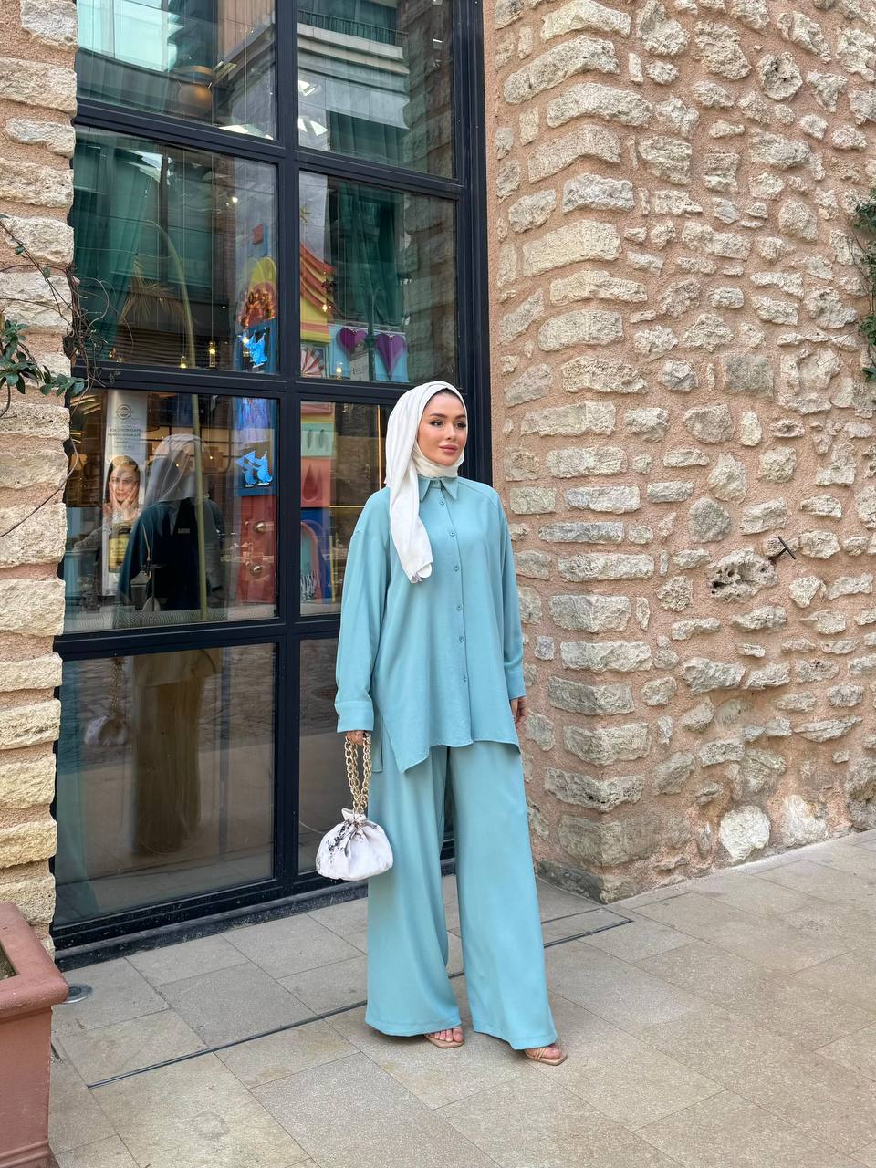 Premium Cooling Crepe Buttoned Summer Set