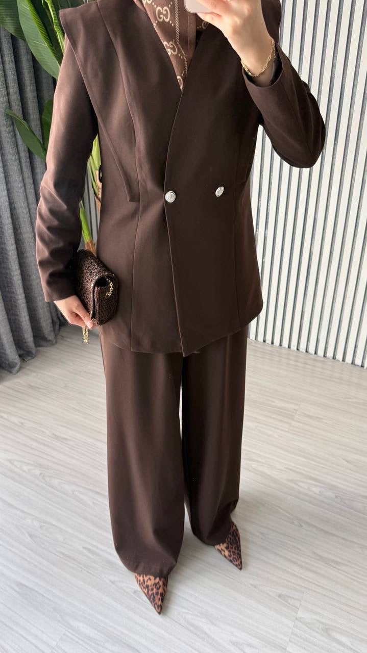 Mocha Blazer Formal Pants Set