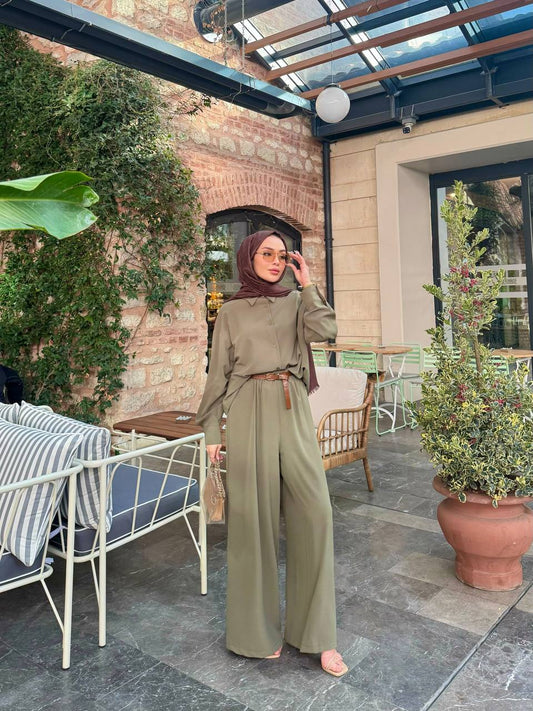Premium Cooling Crepe Buttoned Summer Set