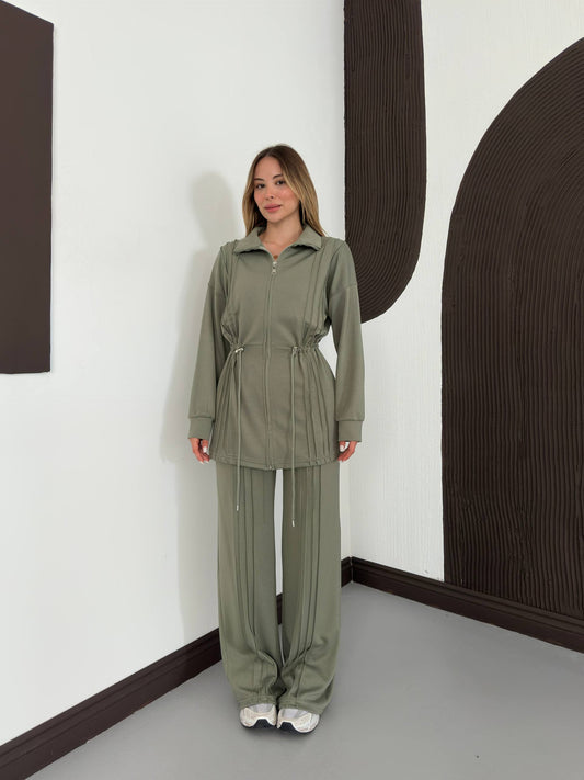 Drawstring Pinstripe Lounge Set - Last pc