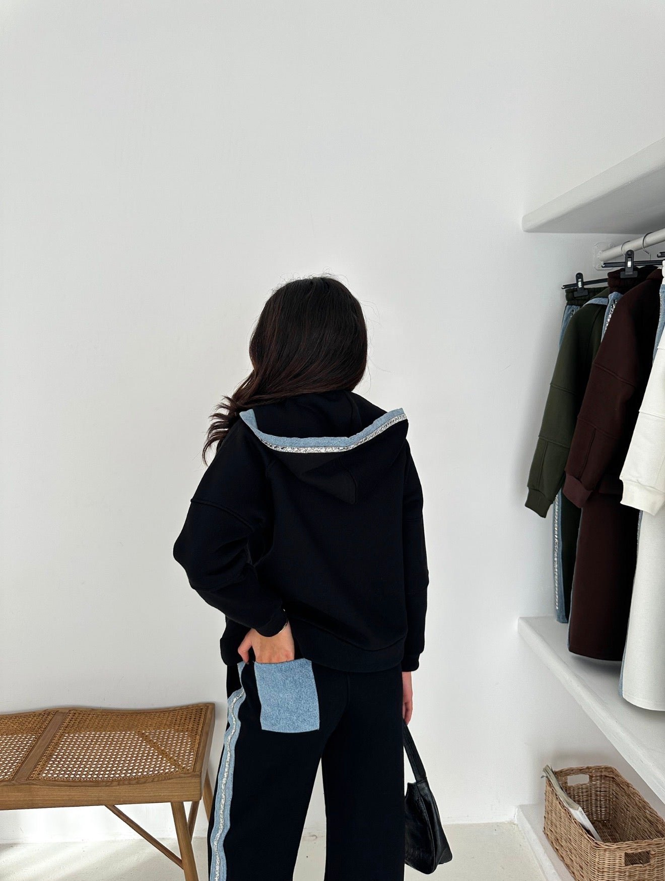 Denim Luxe Suit With Strasse