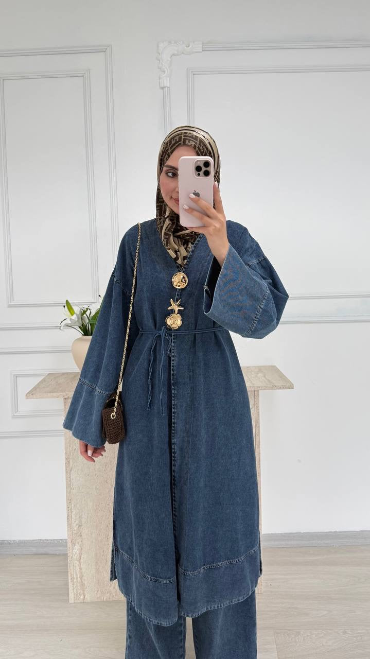 Denim Charm Kimono Set