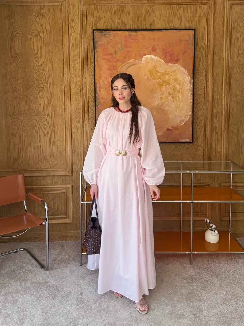 Maxi Dress with  (extra over sized) Gold Buckle Belt