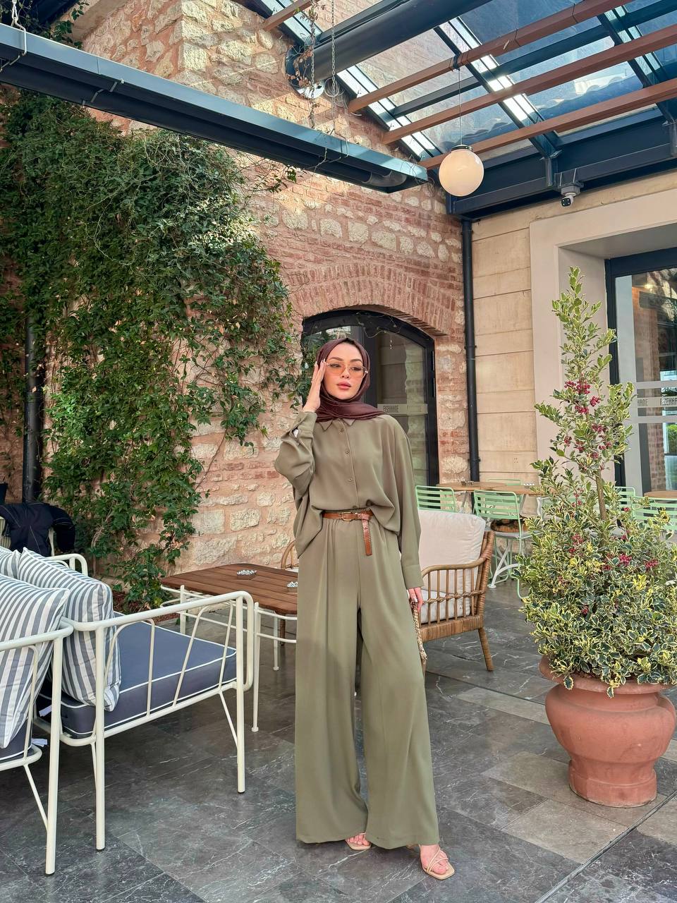 Premium Cooling Crepe Buttoned Summer Set