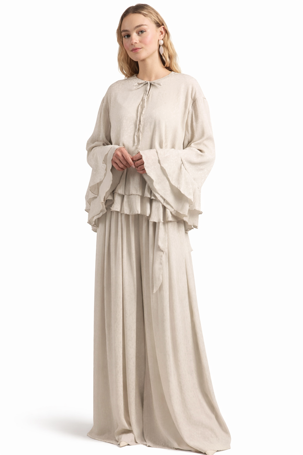 PINK AND BEIGE SATIN SET - Bagi Style