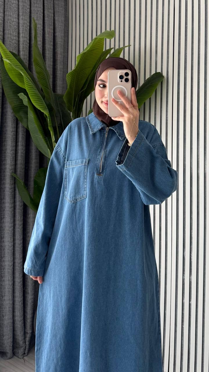 Unique piece : Denim dress with a belt