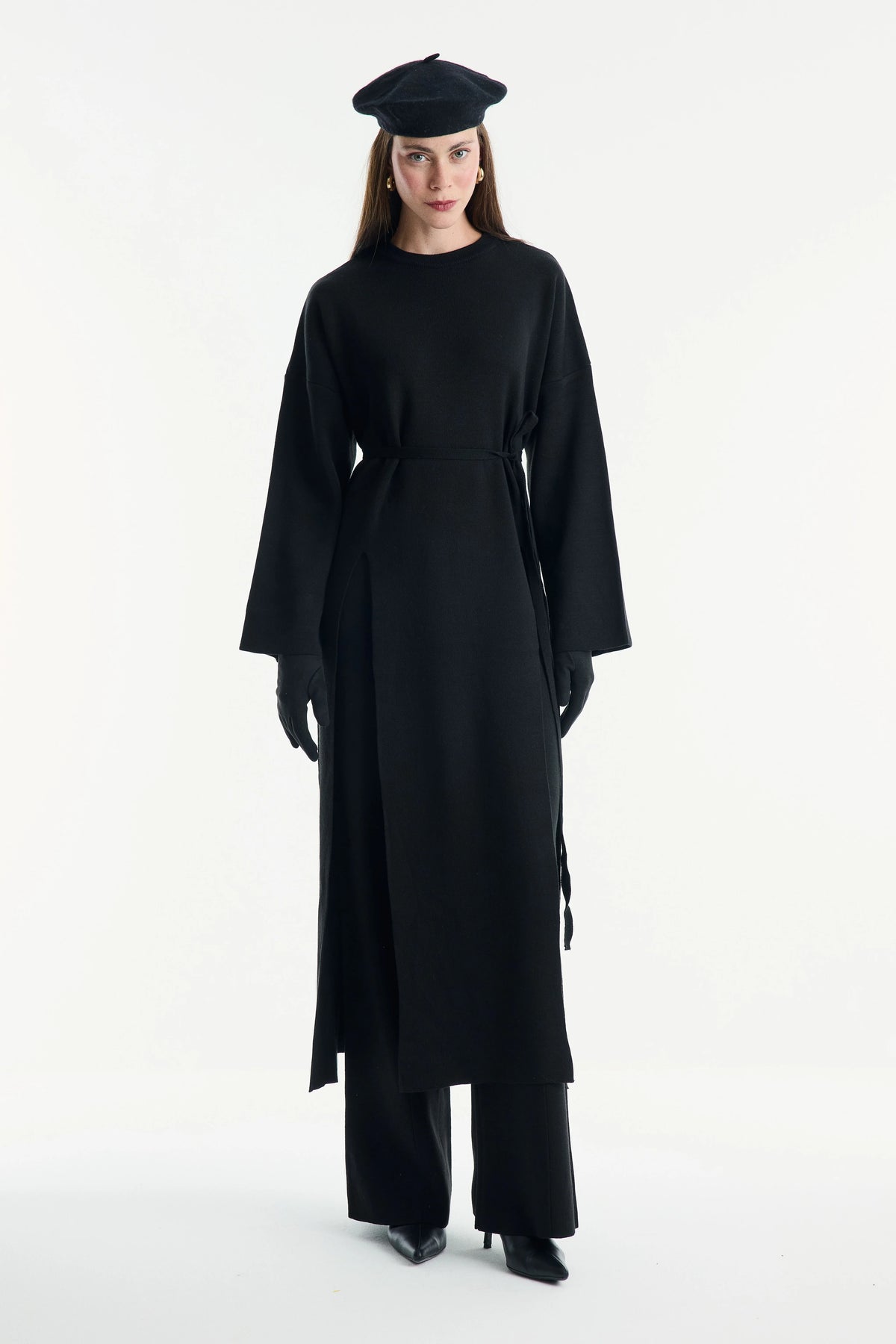 Elegant Belted Knit Two-Piece Set