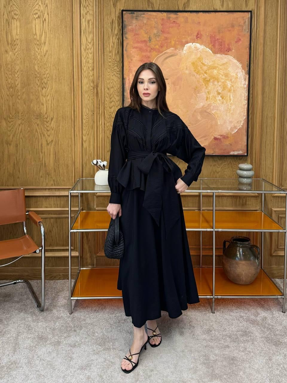 Elegant Skirt & Blouse Ensemble with Belt Accent (padded)✨