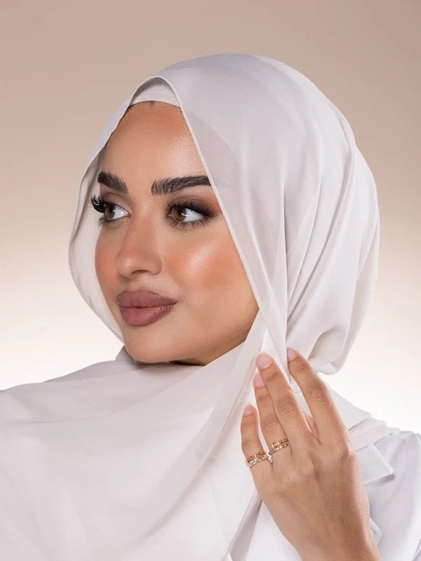 Beige-colored chiffon hijab