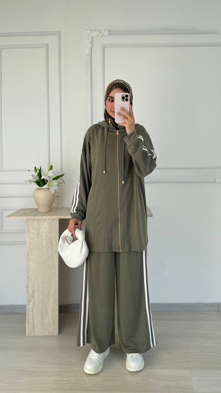 Urban Stripe Hoodie Set