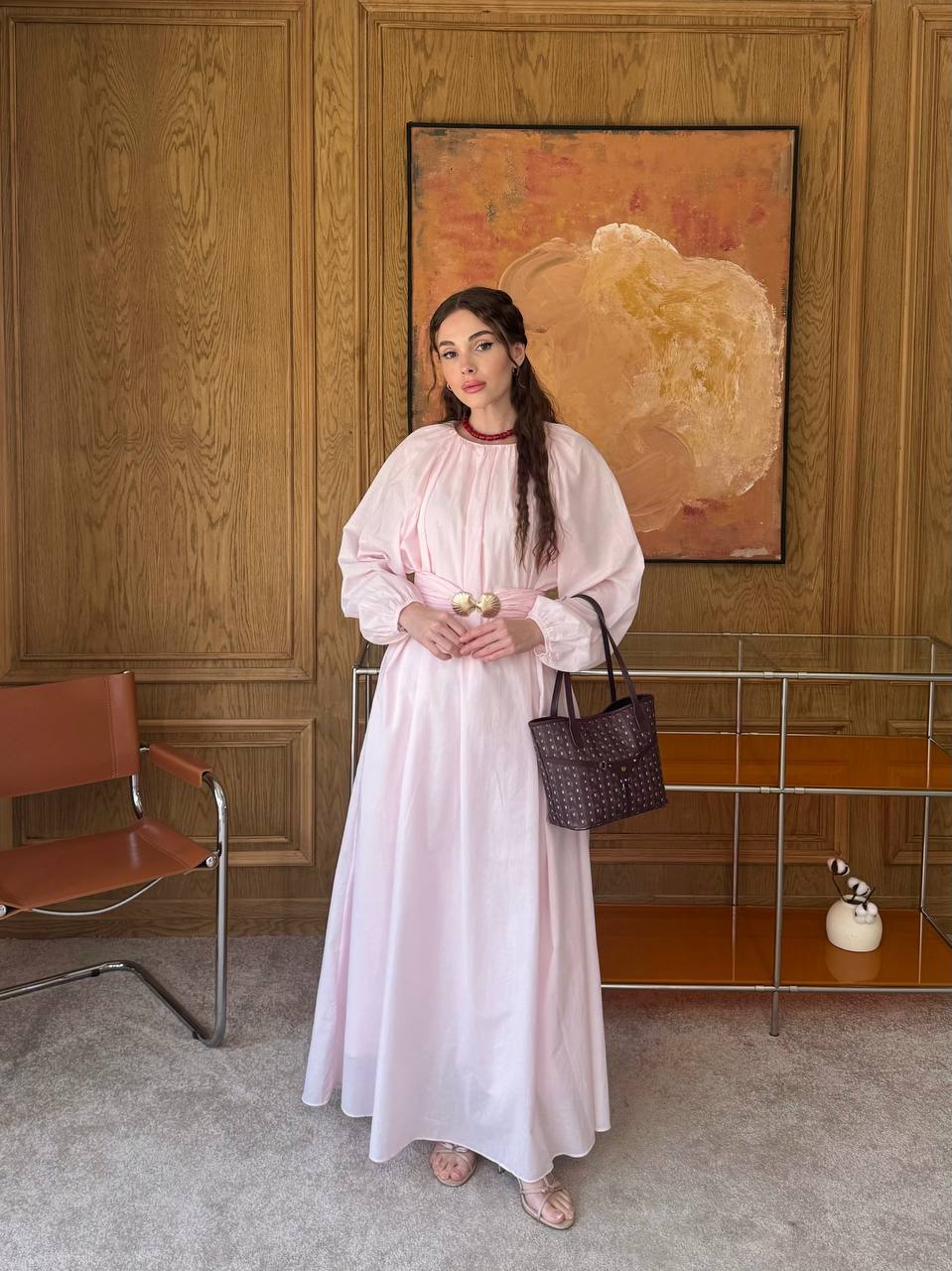 Maxi Dress with  (extra over sized) Gold Buckle Belt