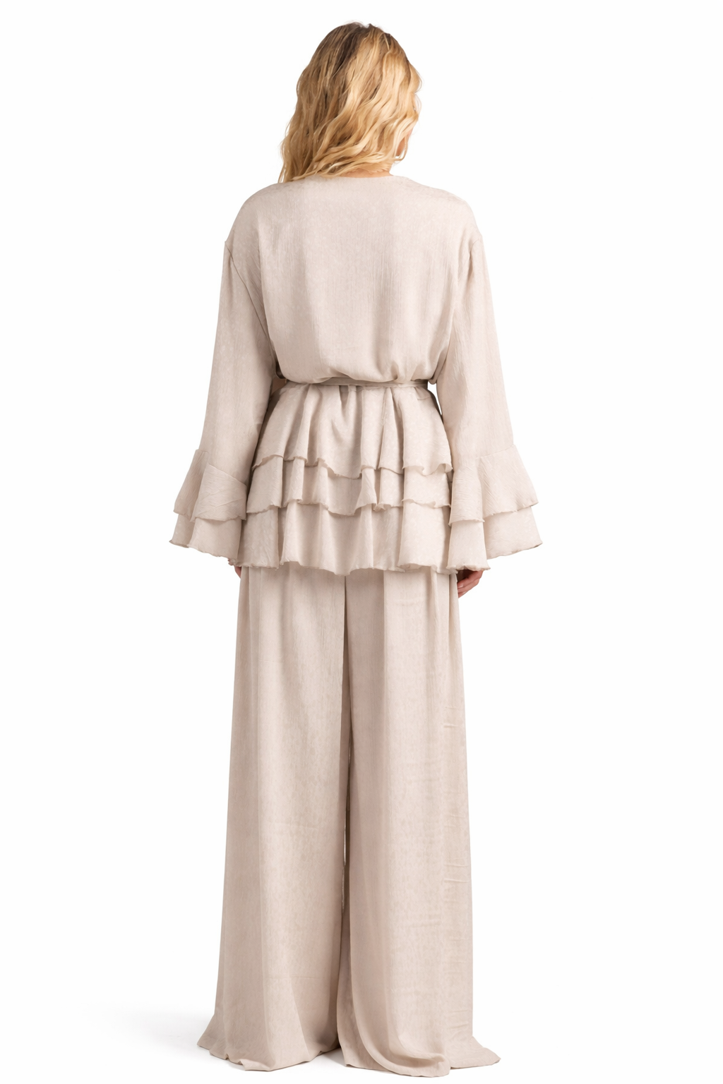 PINK AND BEIGE SATIN SET - Bagi Style