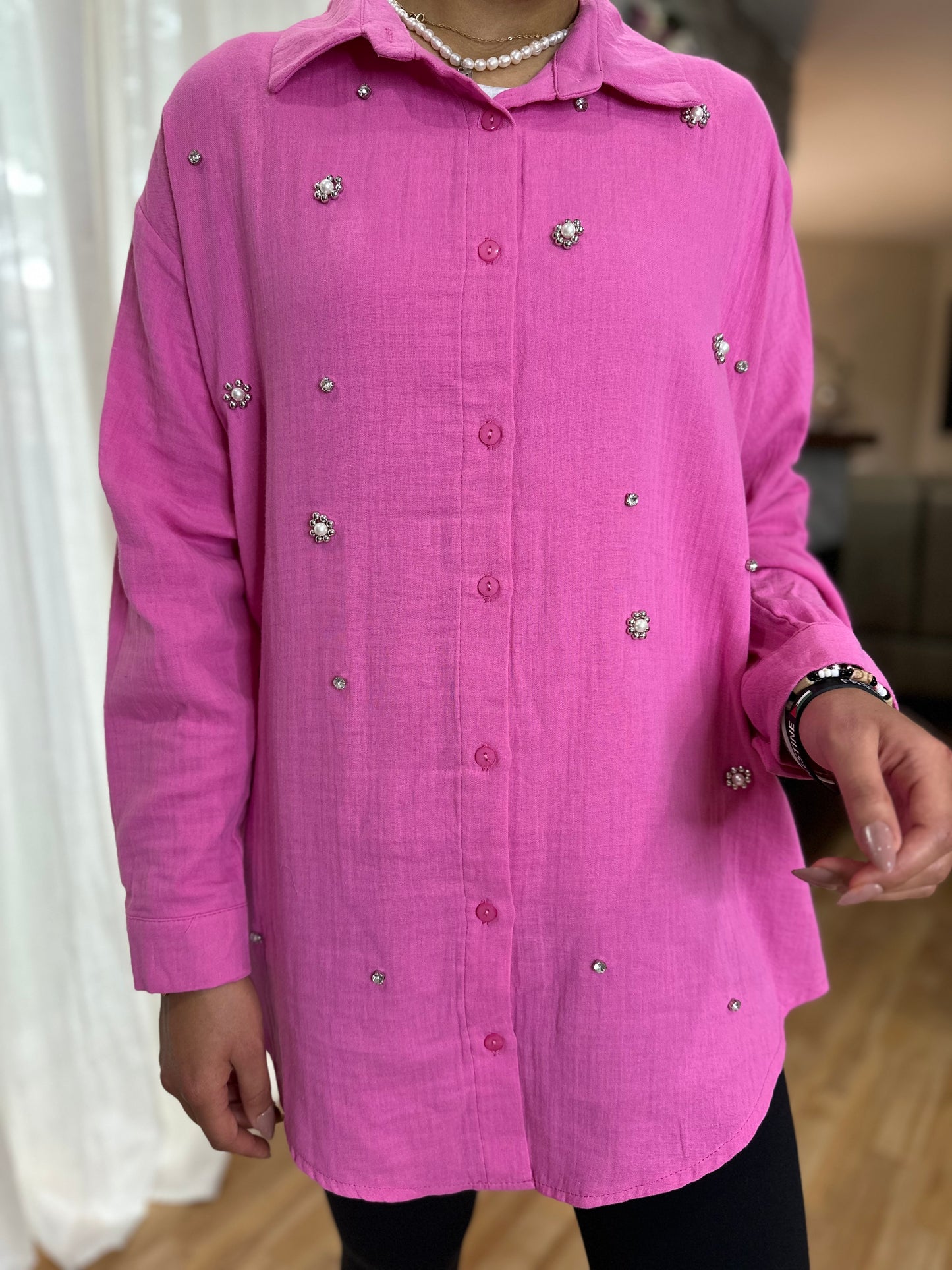 Embellished Linen Shirt