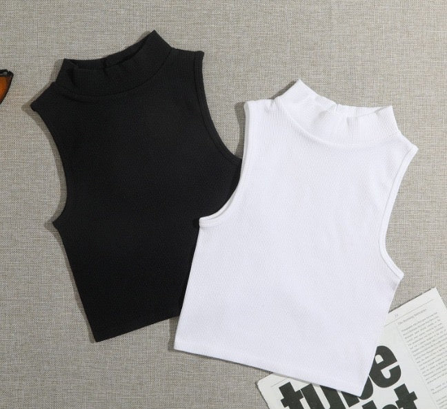 Cropped High-Neck Sleeveless Top for Blazers & Abayas