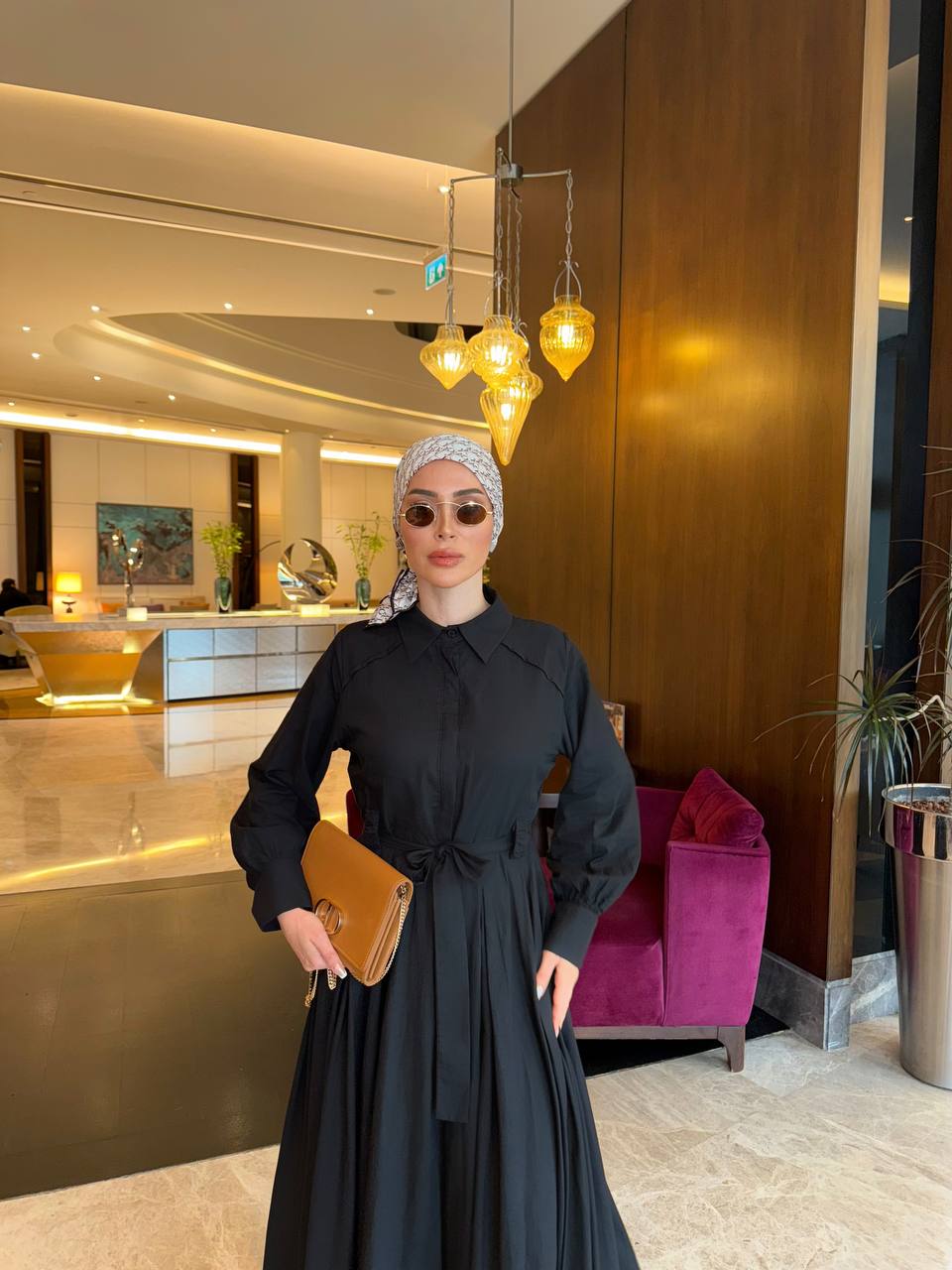 Elegant flared dress, fitted at the bust