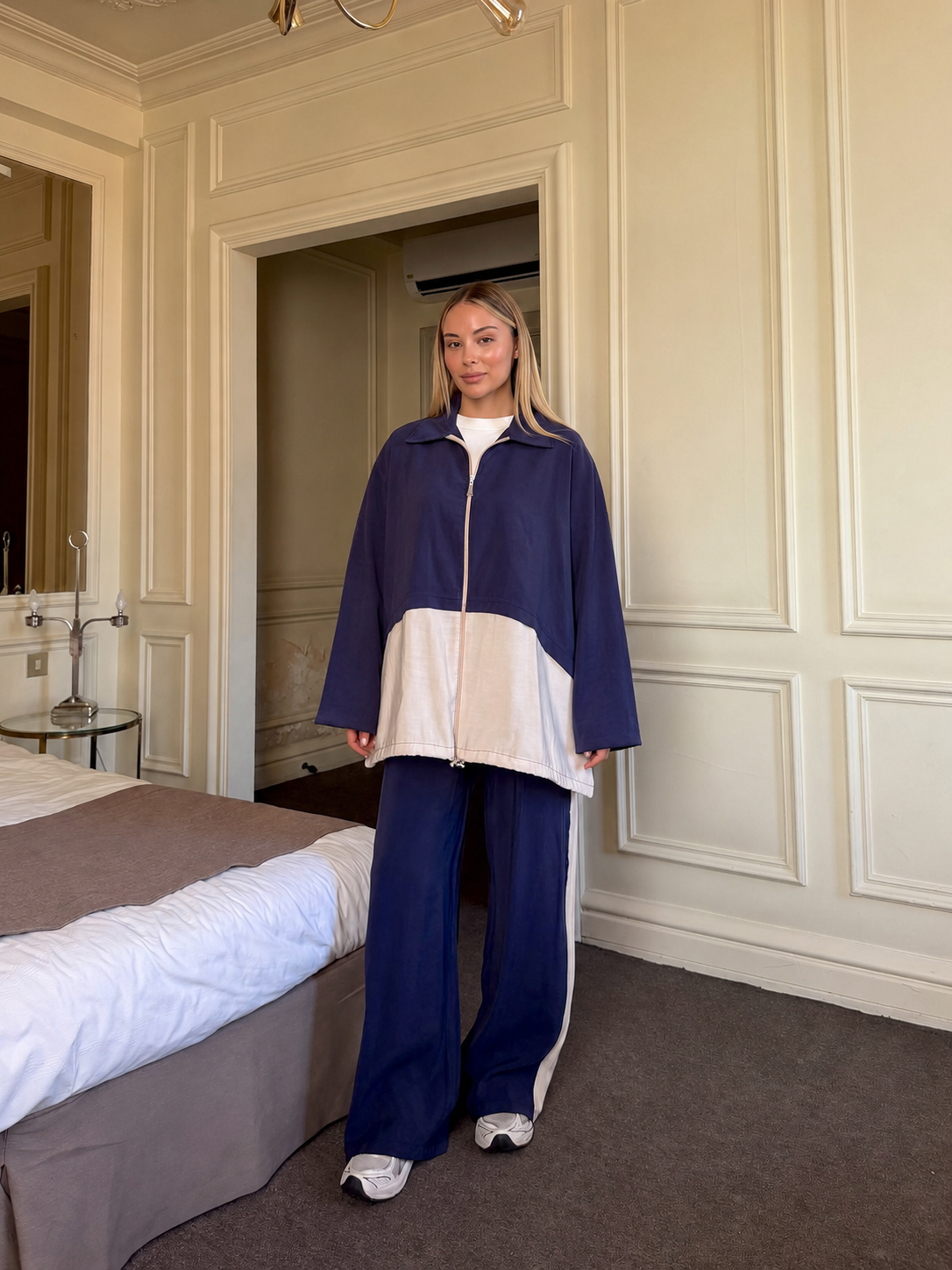 Half Half Contrast Tencel Set