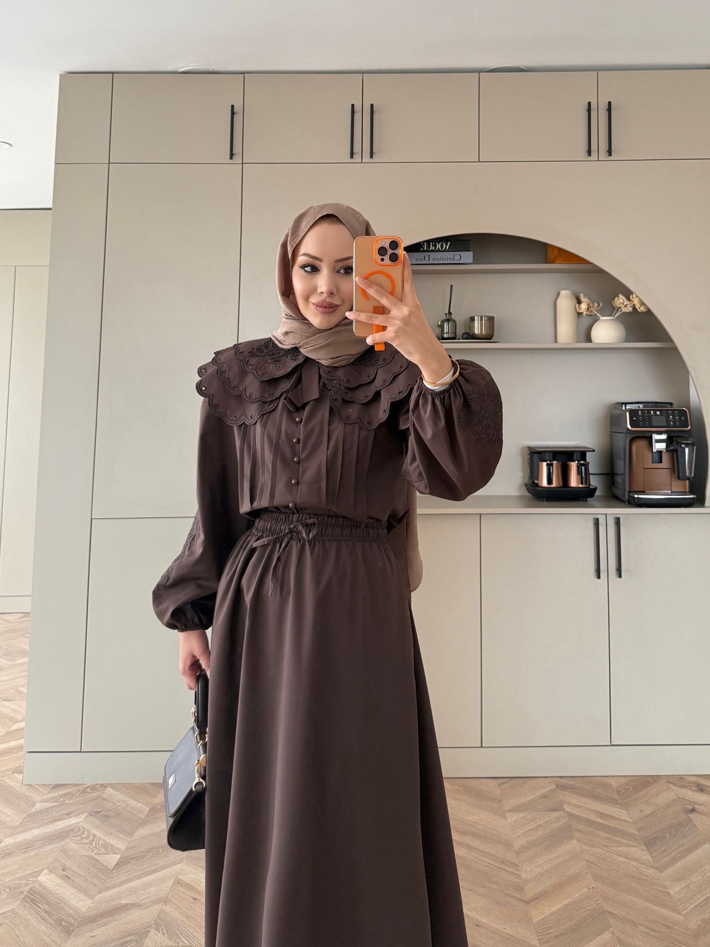 Elegant Ruffle Blouse Skirt Set