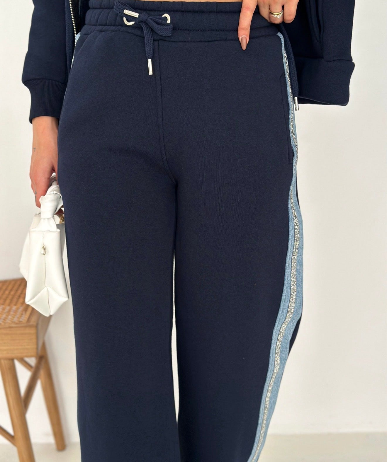 Denim Luxe Suit With Strasse