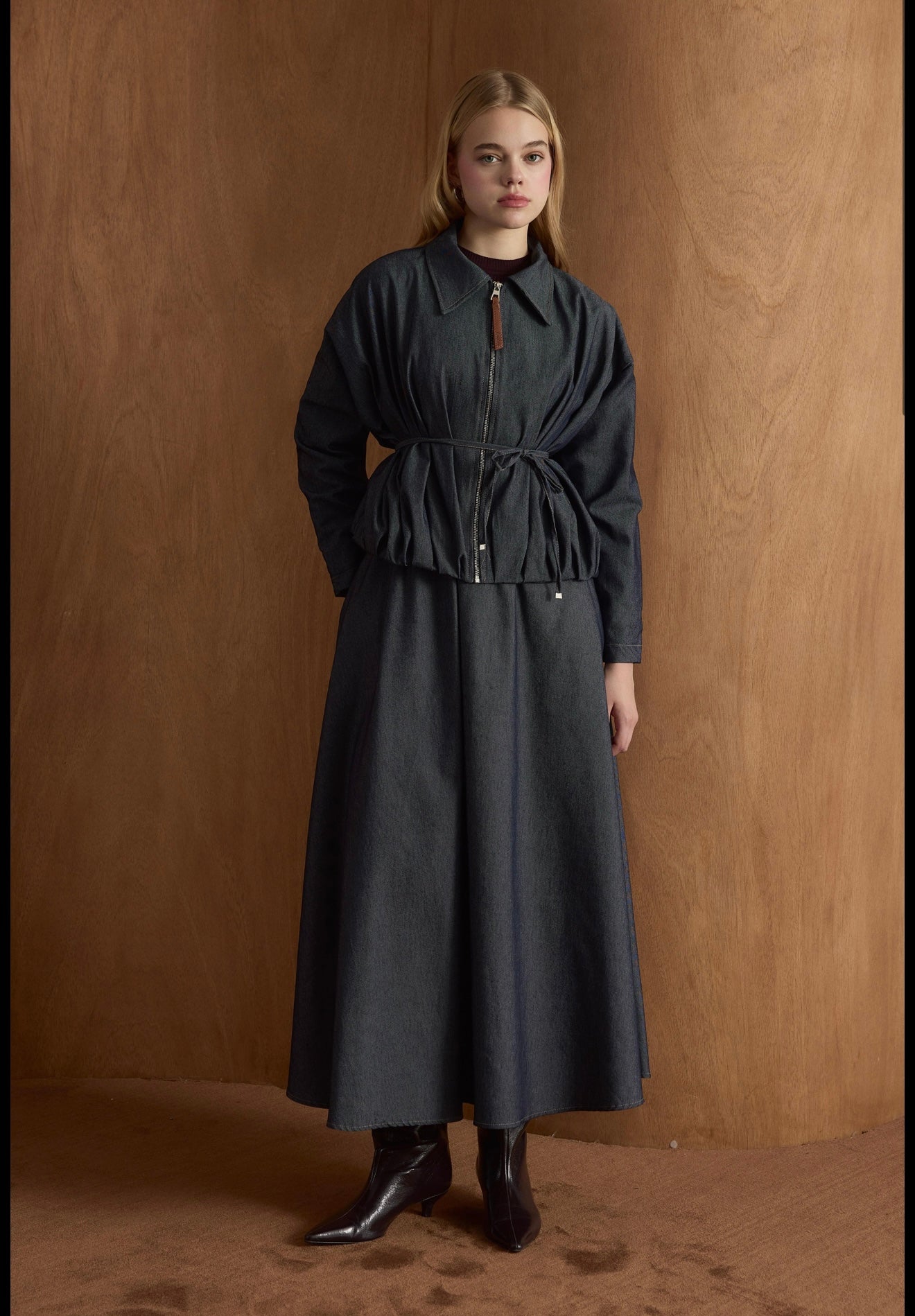 Modern Denim Set (Skirt, Jacket & Belt) Padded