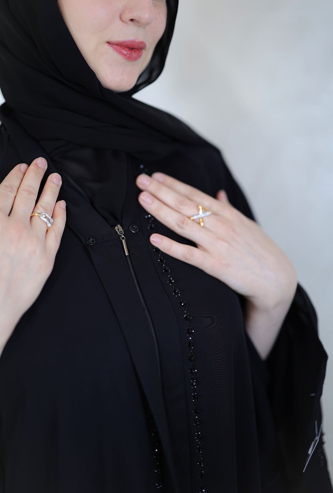 Floral Lines Luxe Abaya - with shal