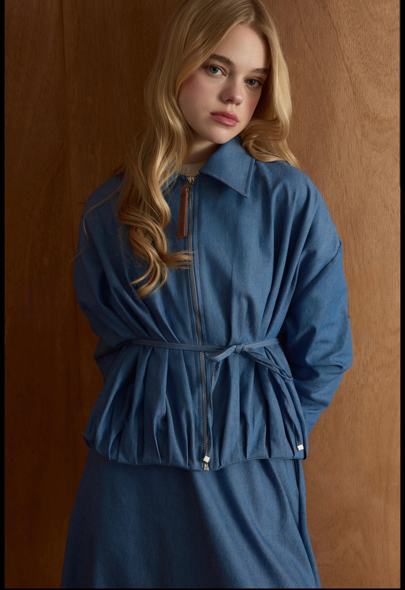 Modern Denim Set (Skirt, Jacket & Belt) Padded