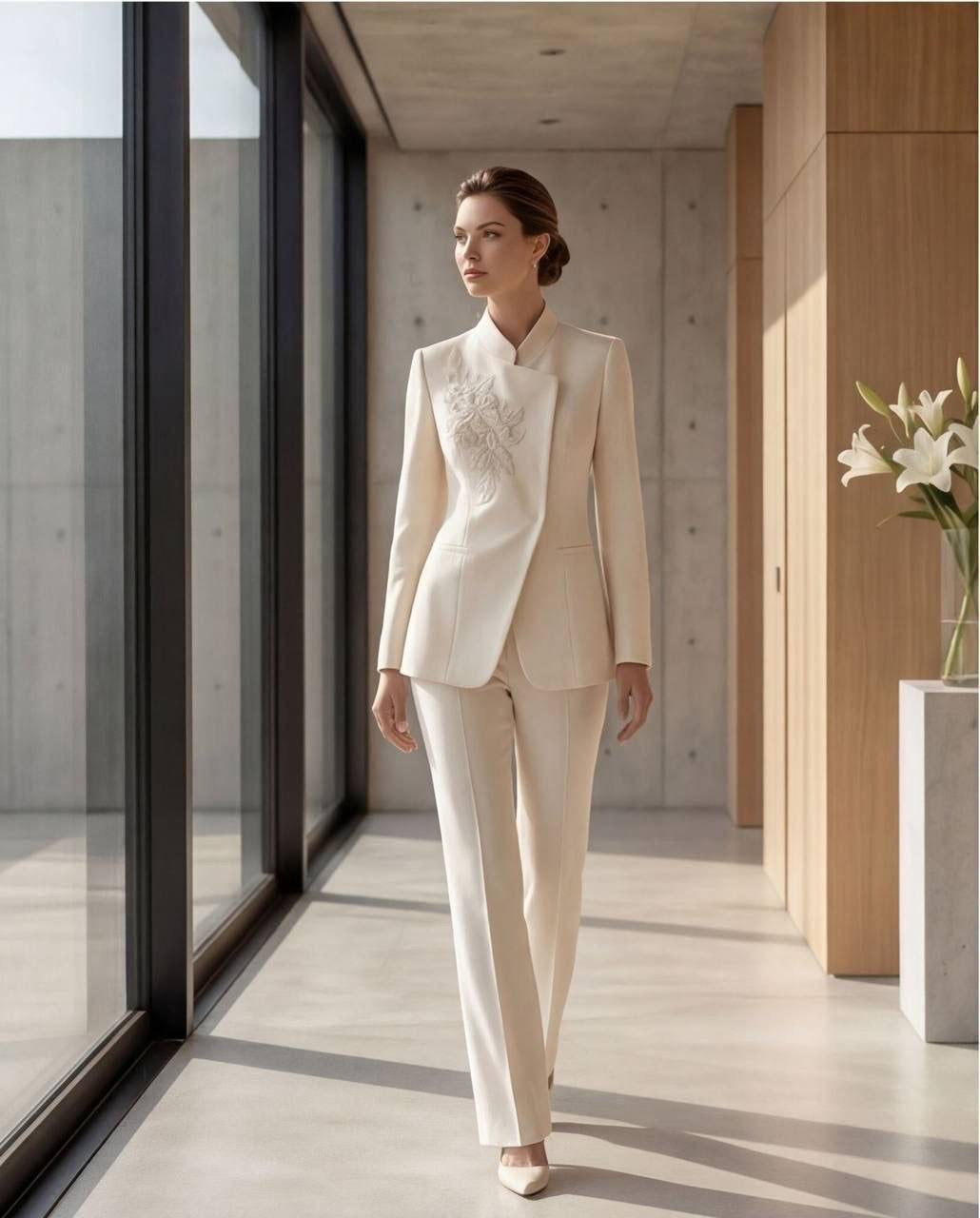 Luxurious set with elegant embroidery
