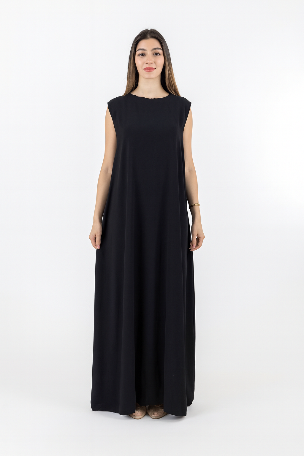 Flowy Black Sleeveless Dress (هدل جداً)