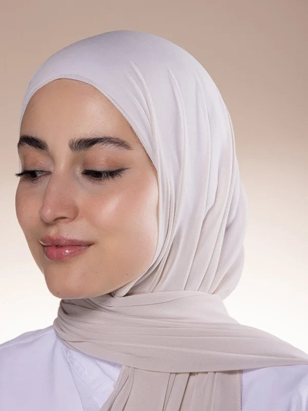 Beige-colored chiffon hijab