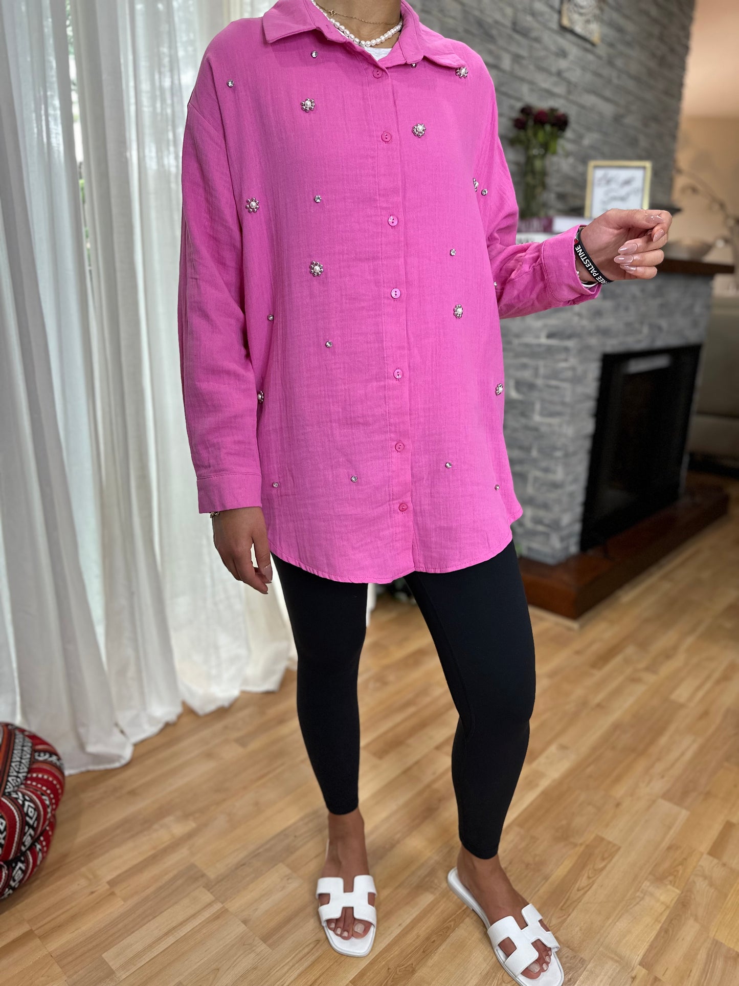 Embellished Linen Shirt