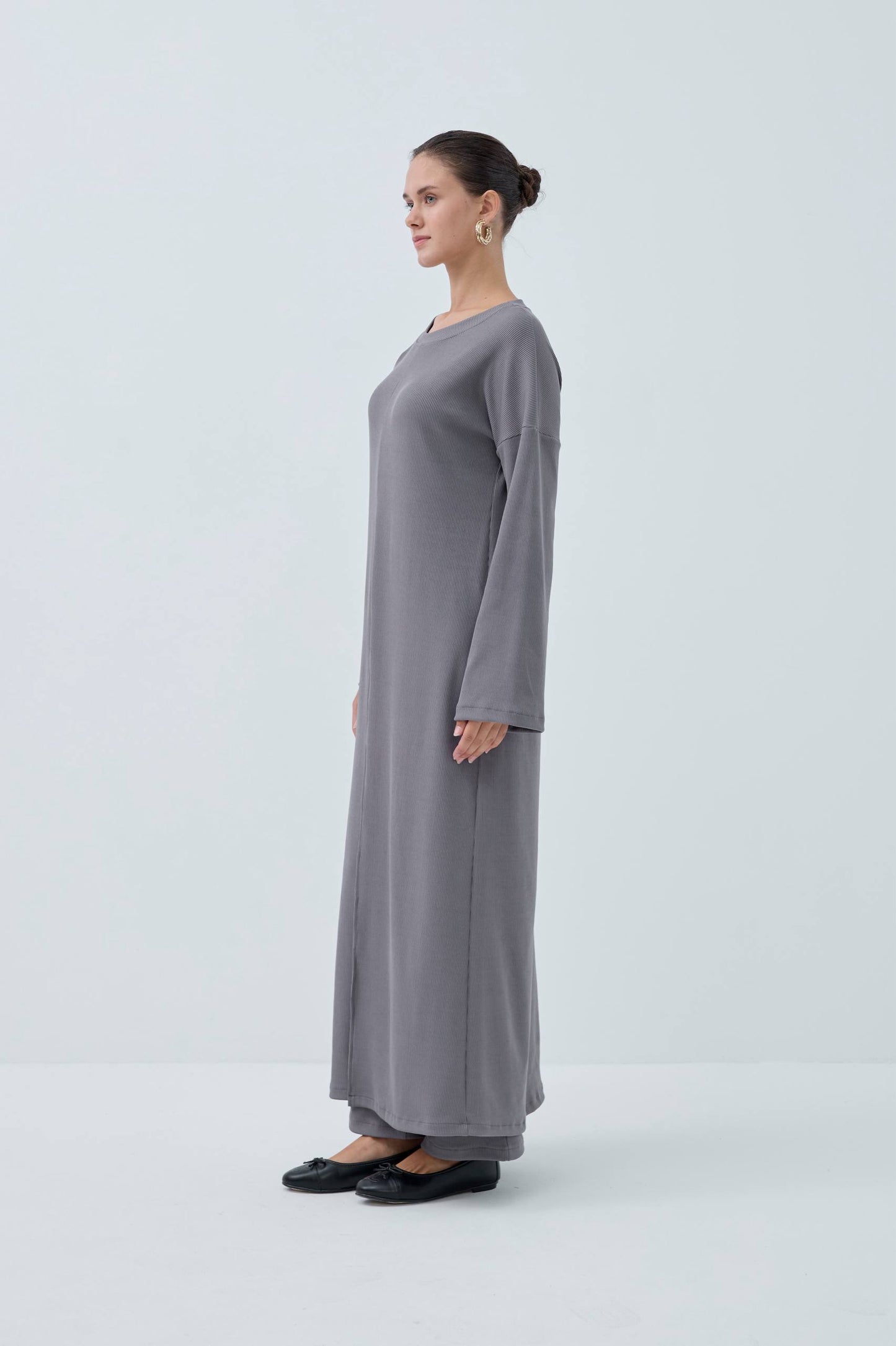 Suede Modest Two-Piece Set