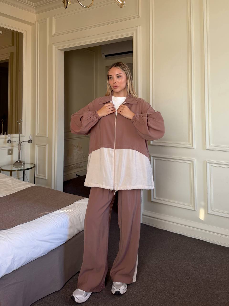 Half Half Contrast Tencel Set